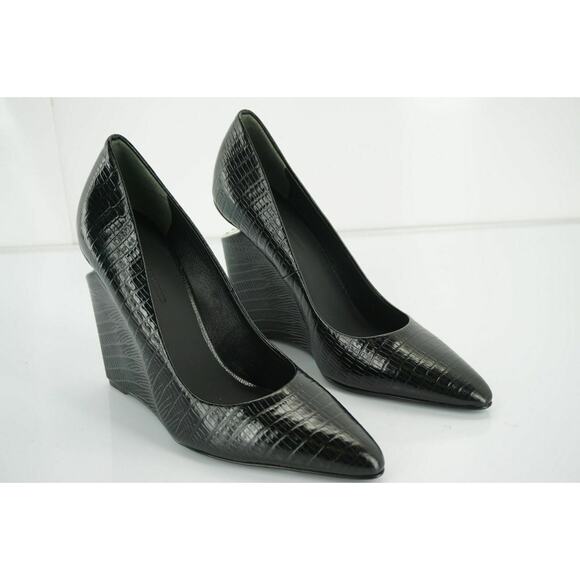 Alexander Wang black Lizzard Ine Wedge Heel Pointy Toe Pumps Size 36 New $595 - Picture 5 of 10